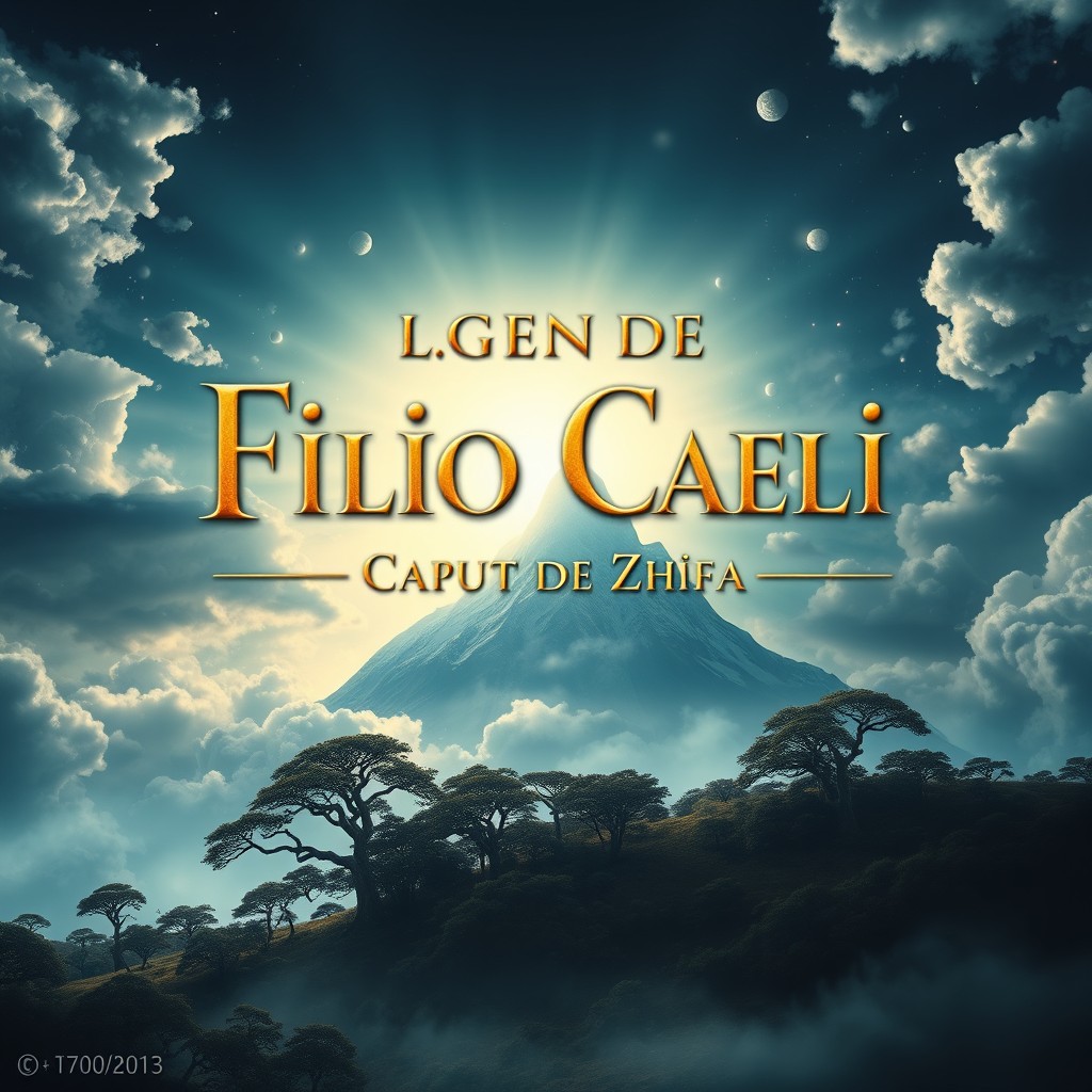 A striking poster design featuring the title in elegant Latin lettering: "Legenda de Filio Caeli: Caput de Zhi Fa"