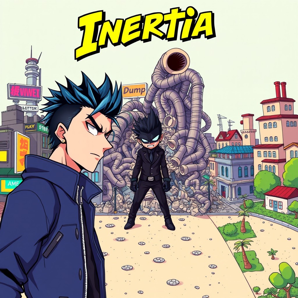 A vibrant manga/manhwa style illustration featuring two main characters in the foreground