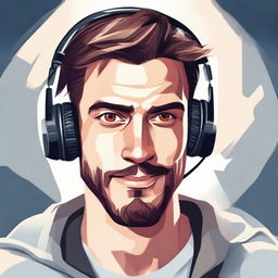 Create a portrait of Total Gaming, the popular gamer. His expression should be focused and intense, mirroring his passion for gaming. His features should be sharp, hinting at his determined personality