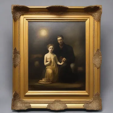 The artist included a golden frame as an appanage to highlight the significance of the painting.