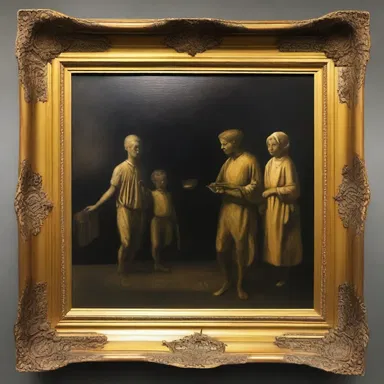 The artist included a golden frame as an appanage to highlight the significance of the painting.