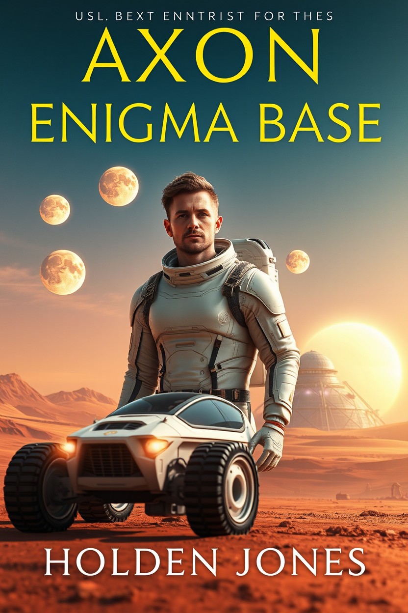 A man living on a distant planet with three bright suns and seven glowing moons in the sky