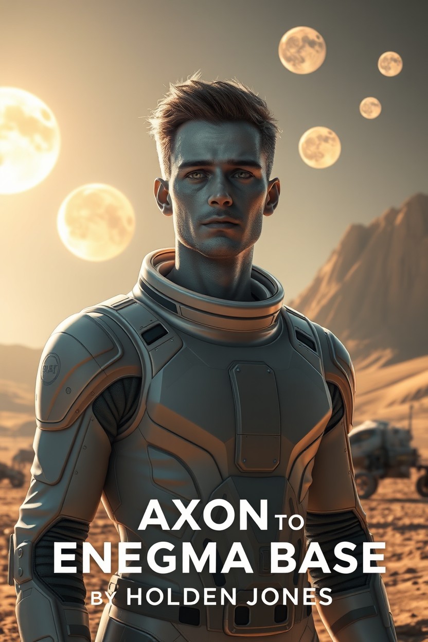 A human man living on a unique planet illuminated by three bright suns and surrounded by seven glowing moons