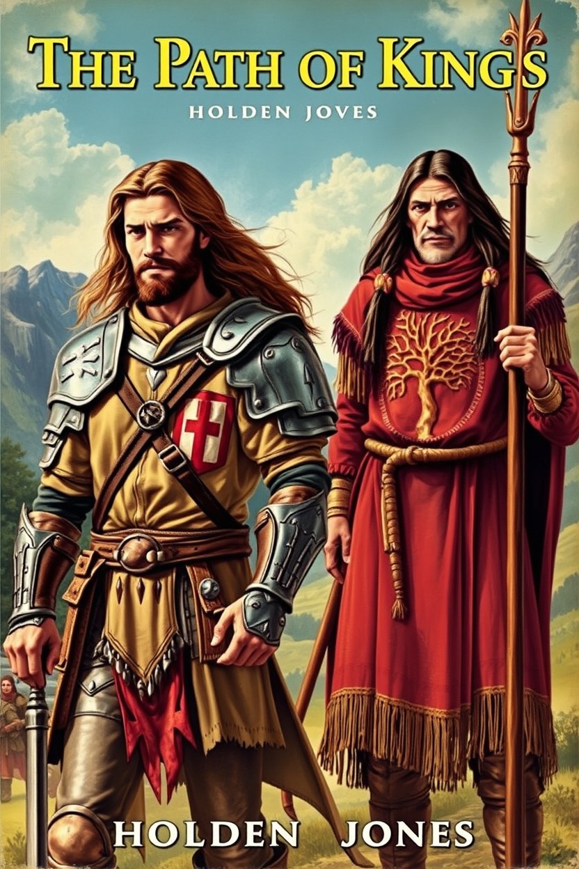 A vintage fantasy novel book cover titled "The Path of Kings" by "Holden Jones"