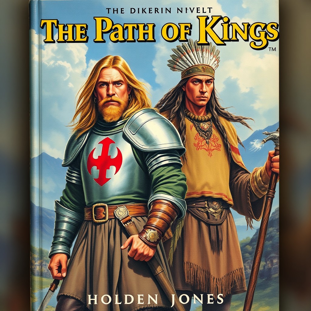 A vintage fantasy novel book cover titled "The Path of Kings" by "Holden Jones"