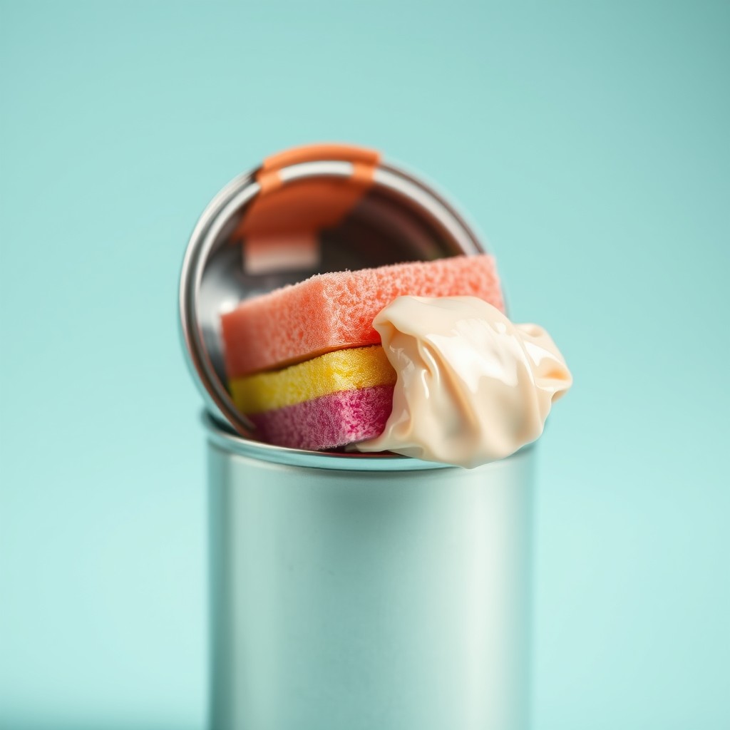 A close-up shot of an open can with an unusual contraption inside