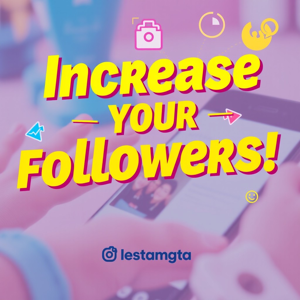 A vibrant Instagram advertisement image promoting follower growth, featuring bold typography that reads 'Increase Your Followers!' prominently