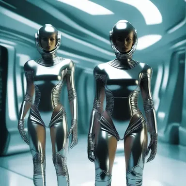 In the science fiction novel, the characters wore futuristic apparel made of advanced materials.