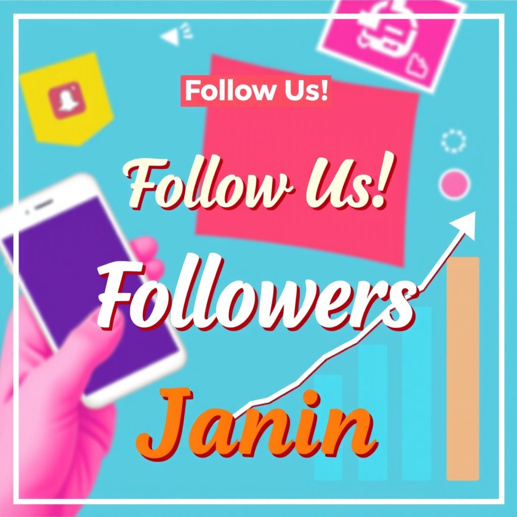 A vibrant and eye-catching advertisement for increasing Instagram followers, featuring a stylish and modern design