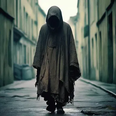 The mysterious figure clothed in rags and tattered apparel sent shivers down my spine.
