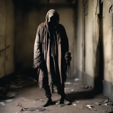 The mysterious figure clothed in rags and tattered apparel sent shivers down my spine.