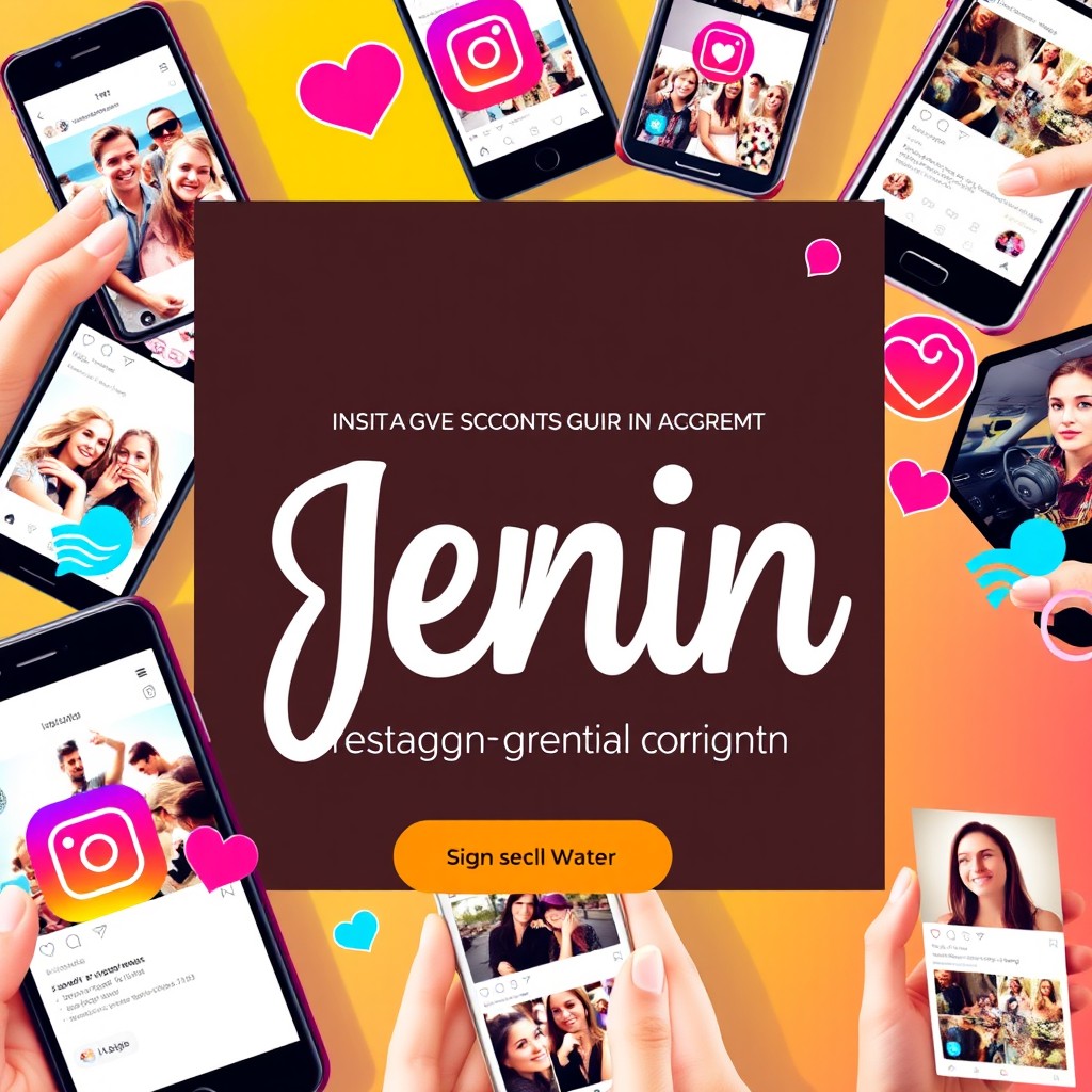 A vibrant and eye-catching advertisement design for a company that manages Instagram accounts named 'Jenin'