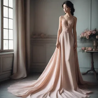 She wore a beautiful gown of flowing silk, her apparel enhancing her elegance and beauty.