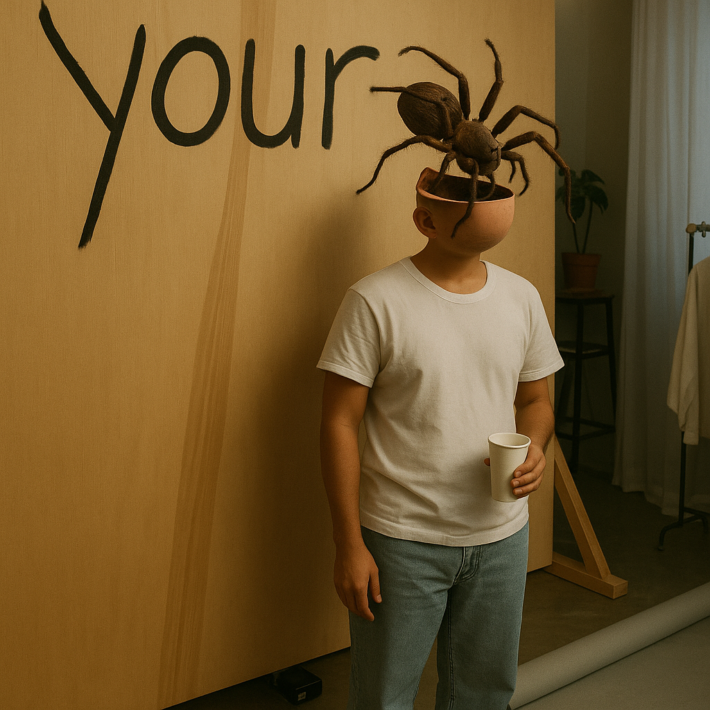 make the persons head cut in half and spider coming out of it