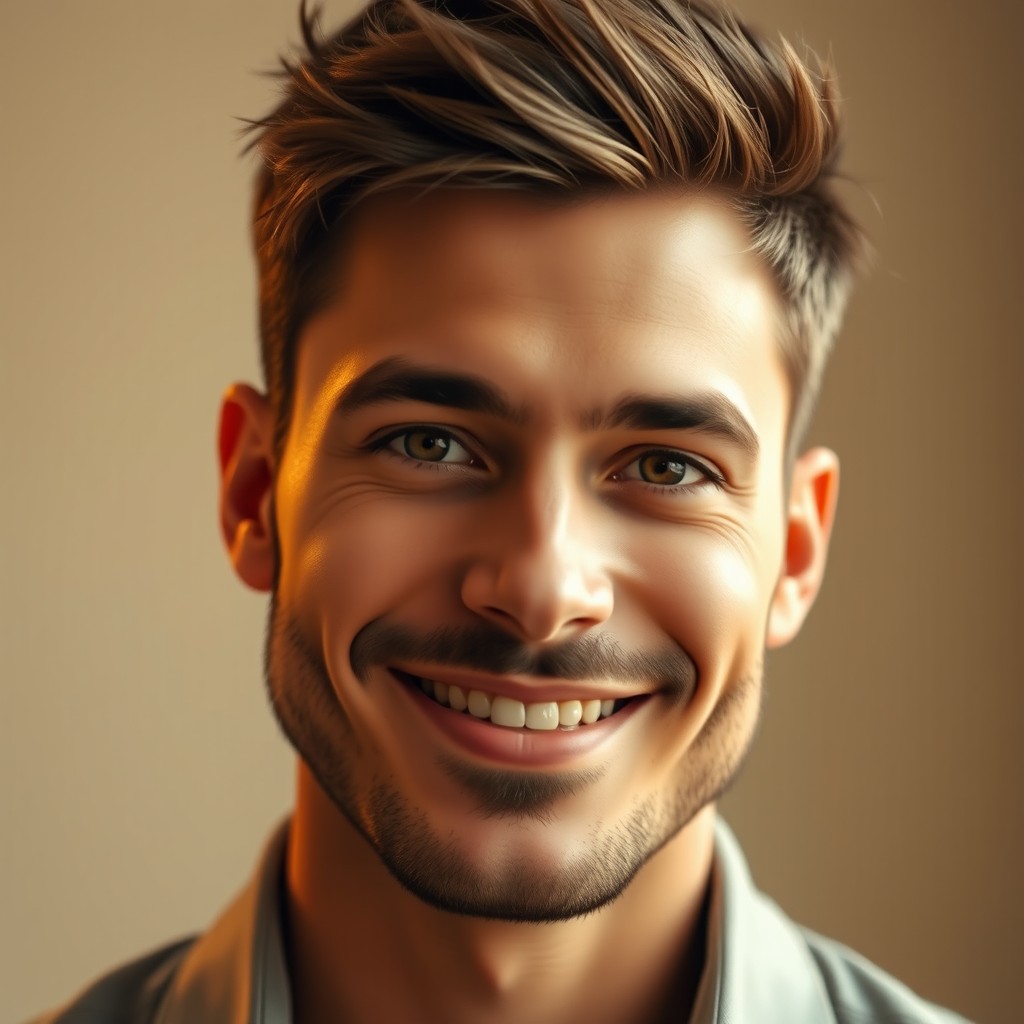 A stylish portrait of a man with a strong jawline and distinct facial features