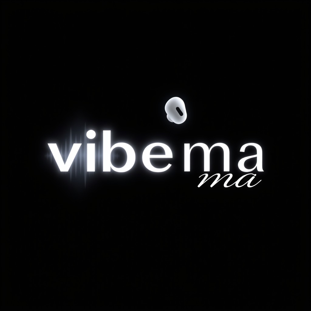 Create a clean, minimal animated logo intro for a music brand named 'vibema'