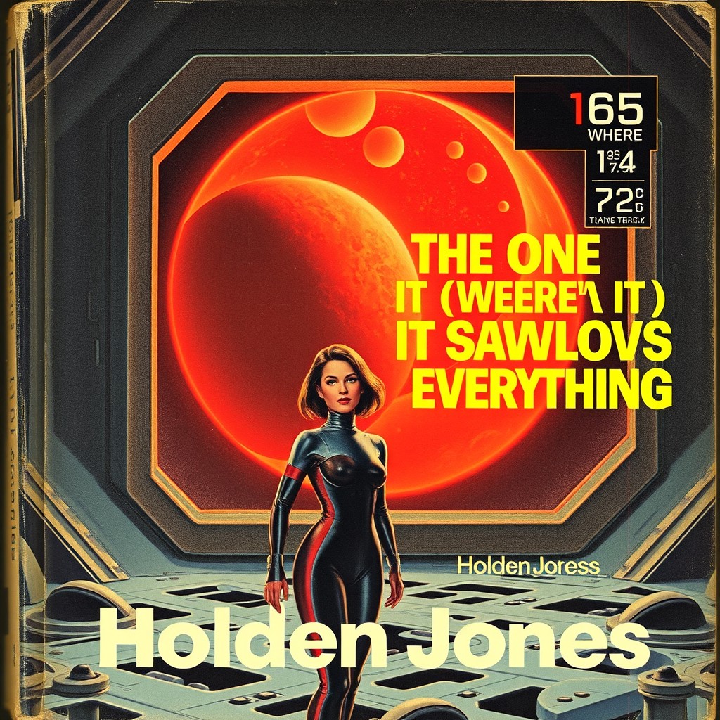 A vintage science fiction book cover featuring a man and a woman in their thirties standing in a futuristic moon base