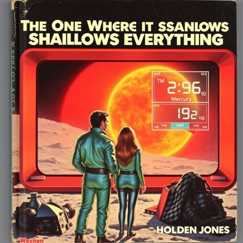 A vintage science fiction book cover featuring a man and a woman in their thirties standing in front of a large rectangular view screen on a futuristic moon base