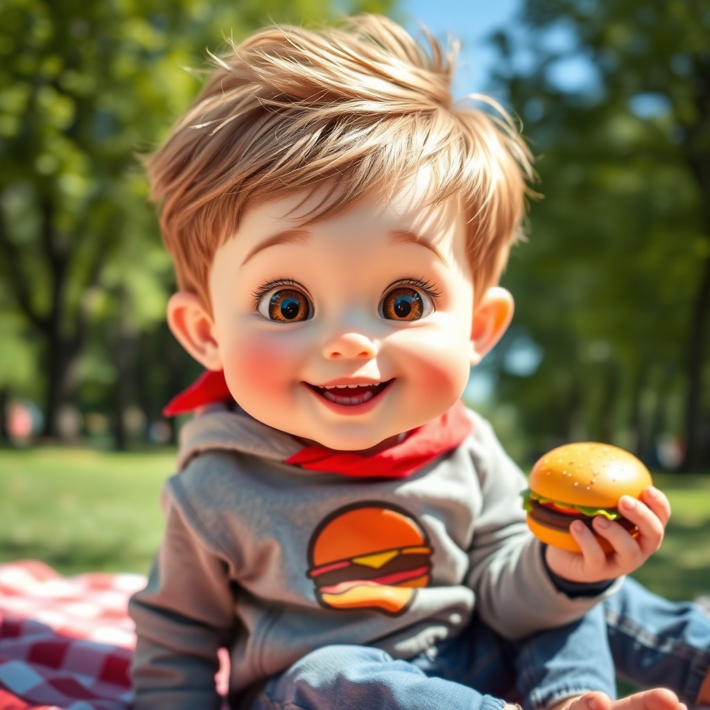 A 5-year-old boy inspired by Mashtag Brady, with a round, cherubic face featuring full cheeks and fair skin with a rosy undertone