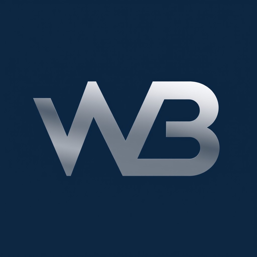 A sleek and professional logo design featuring the letters 'WB'