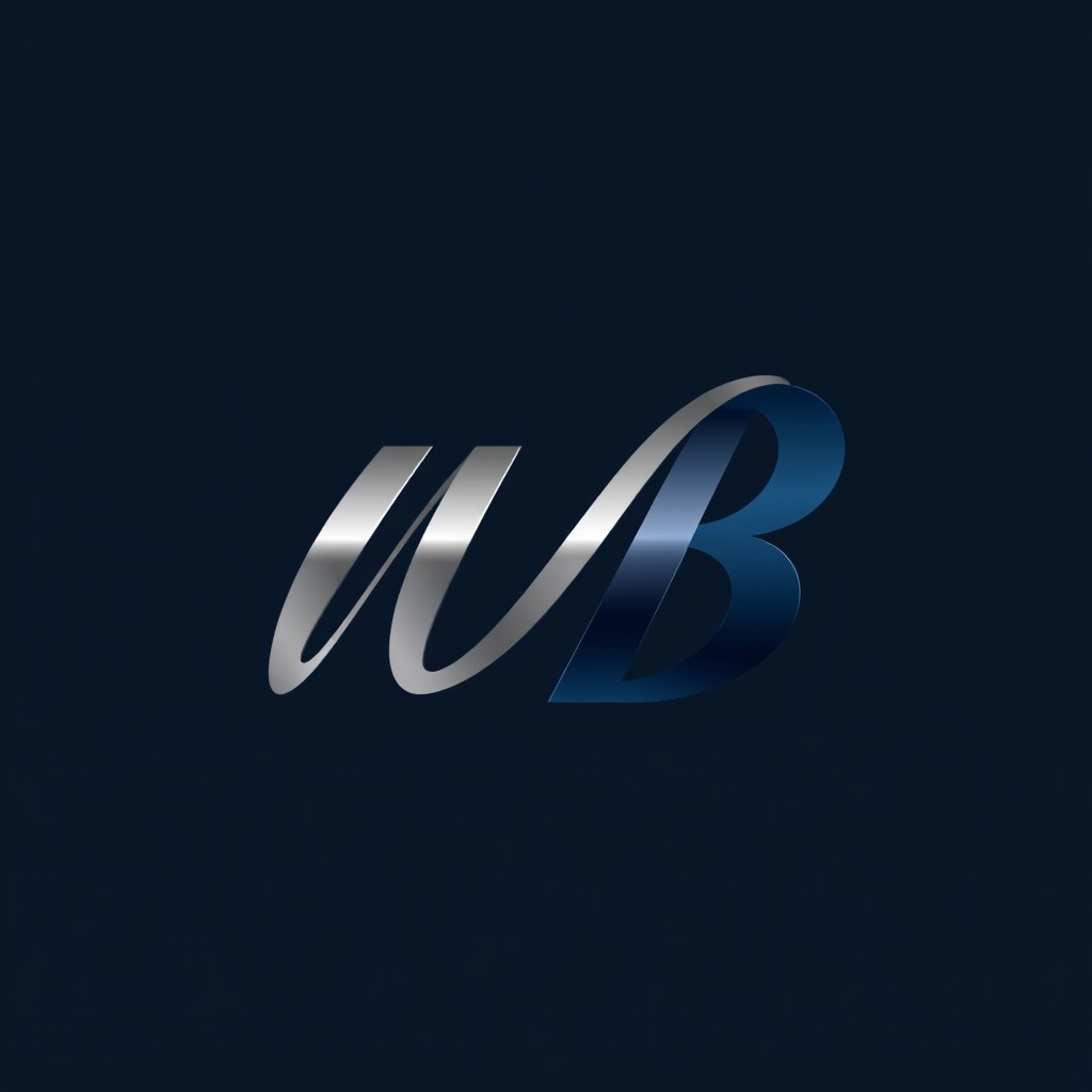 A sleek and professional logo design featuring the letters 'WB' in a modern, minimalist style