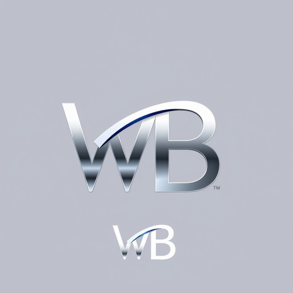 A sleek and modern professional logo design for 'WB' featuring a bold and clean font