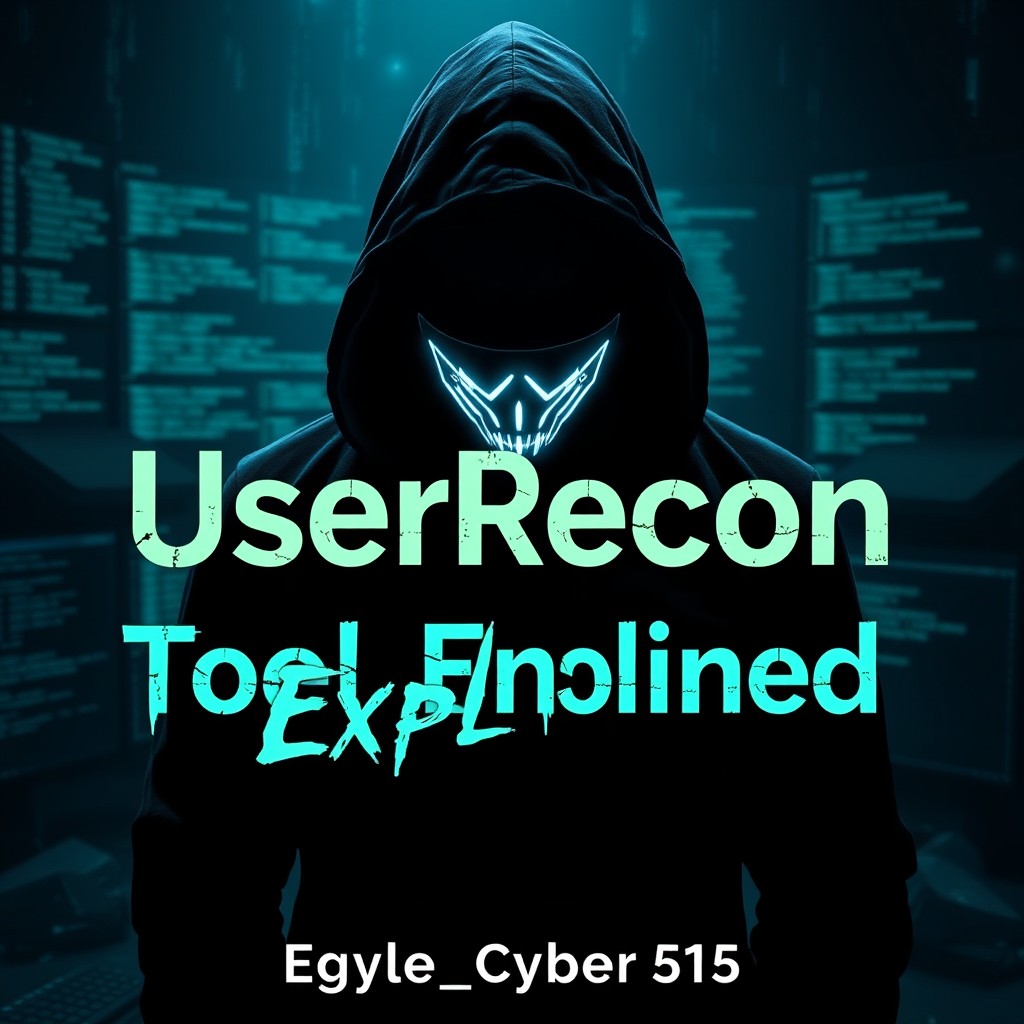 A creepy thumbnail design featuring a mysterious hacker figure in a dark, shadowy environment