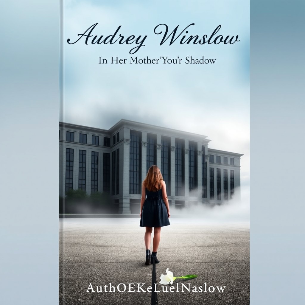 A realistic and symbolic book cover for a novel about a girl named Audrey Winslow, who faces the loss of her mother after a severe car accident and takes over her mother's company