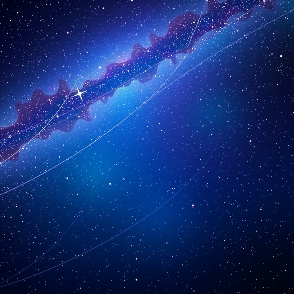 A stunning and vibrant digital artwork depicting a starry night sky filled with countless twinkling stars, various sizes and colors, with a deep, rich blue and purple gradient background illustrating the vastness of space
