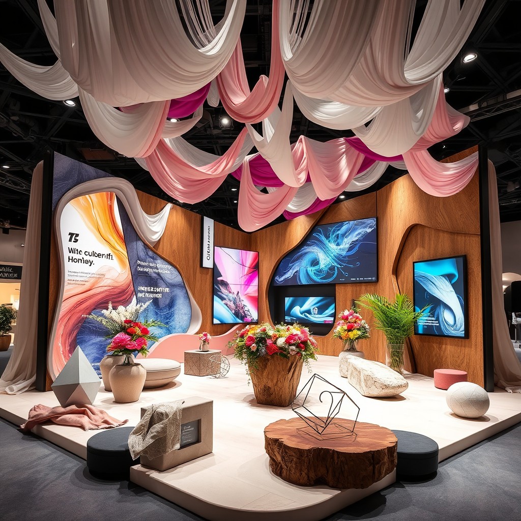 A stunning exhibition booth design themed around 'Beauty in Chaos'