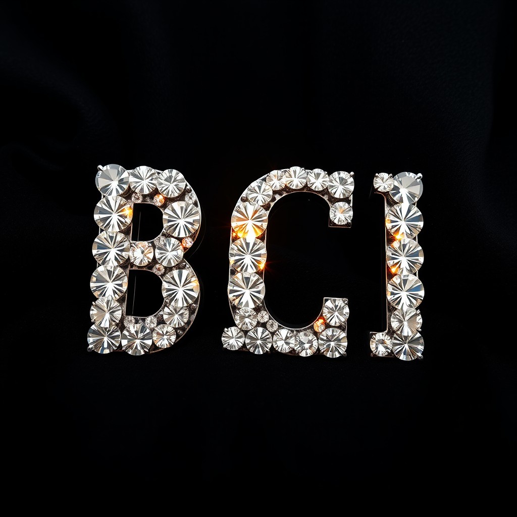 The letters 'BCI' beautifully shaped and intricately designed, embedded within a multitude of sparkling diamonds