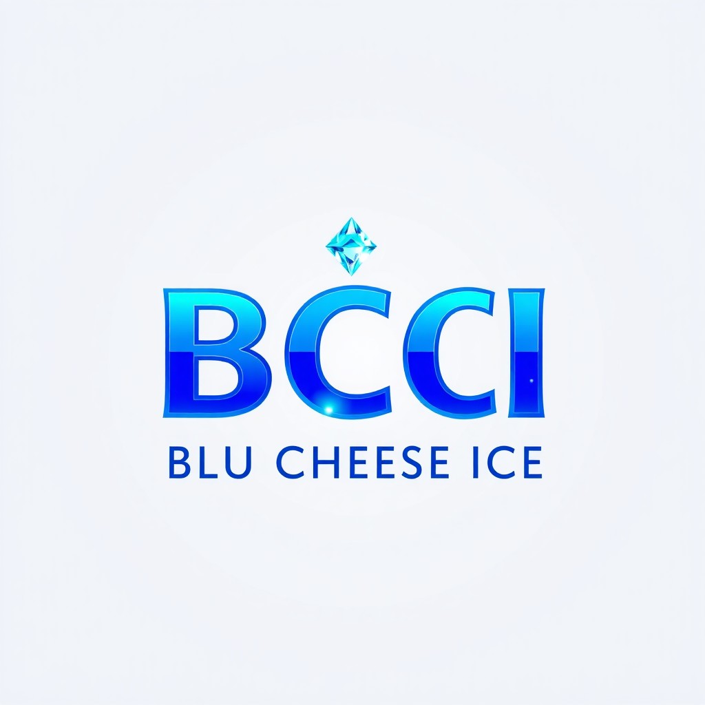 The letters 'BCI BLU CHEESE ICE' arranged in a stylish diamond shape, with a small shimmering diamond positioned on top of the letter 'I'