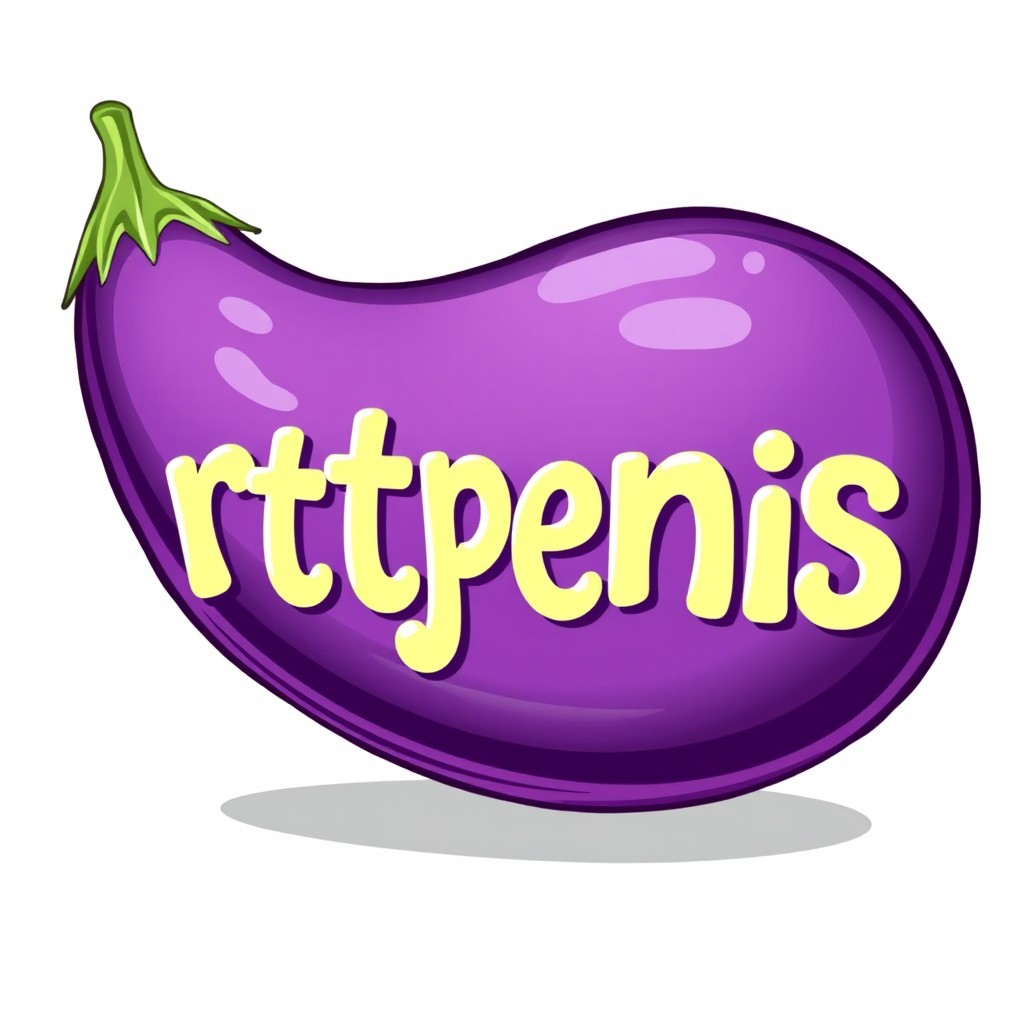 A whimsical and humorous illustration featuring a vibrant purple eggplant prominently displayed