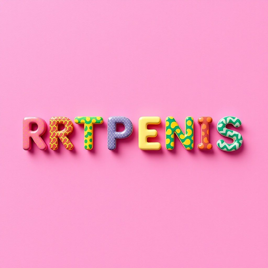An artistic composition focusing on the spelling of the word 'RTPENIS' in a bold and creative typography design