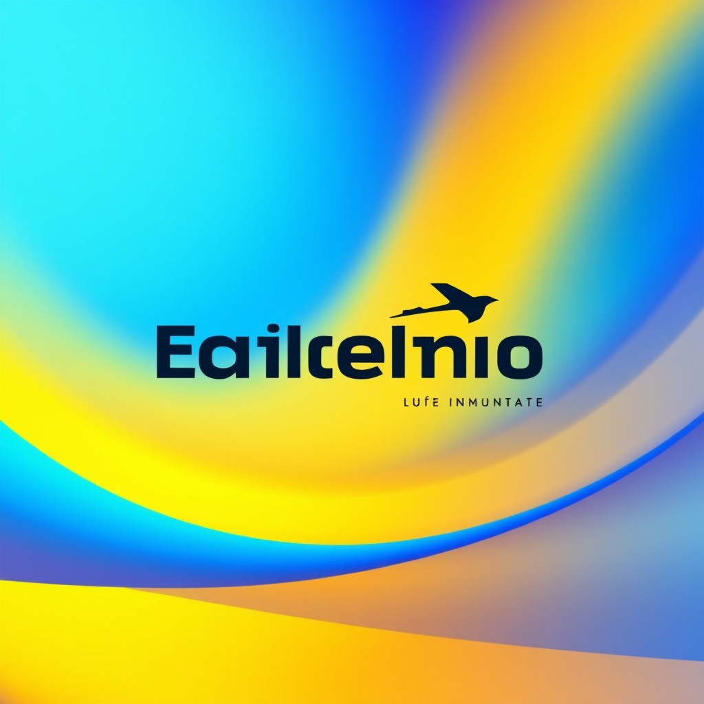 A vibrant logo featuring a background that is a blend of blue and yellow, creating a dynamic and eye-catching design