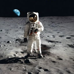 A man standing on the moon's surface, holding a miniature version of Earth in his hands, surrounded by the vast expanse of the cosmos.