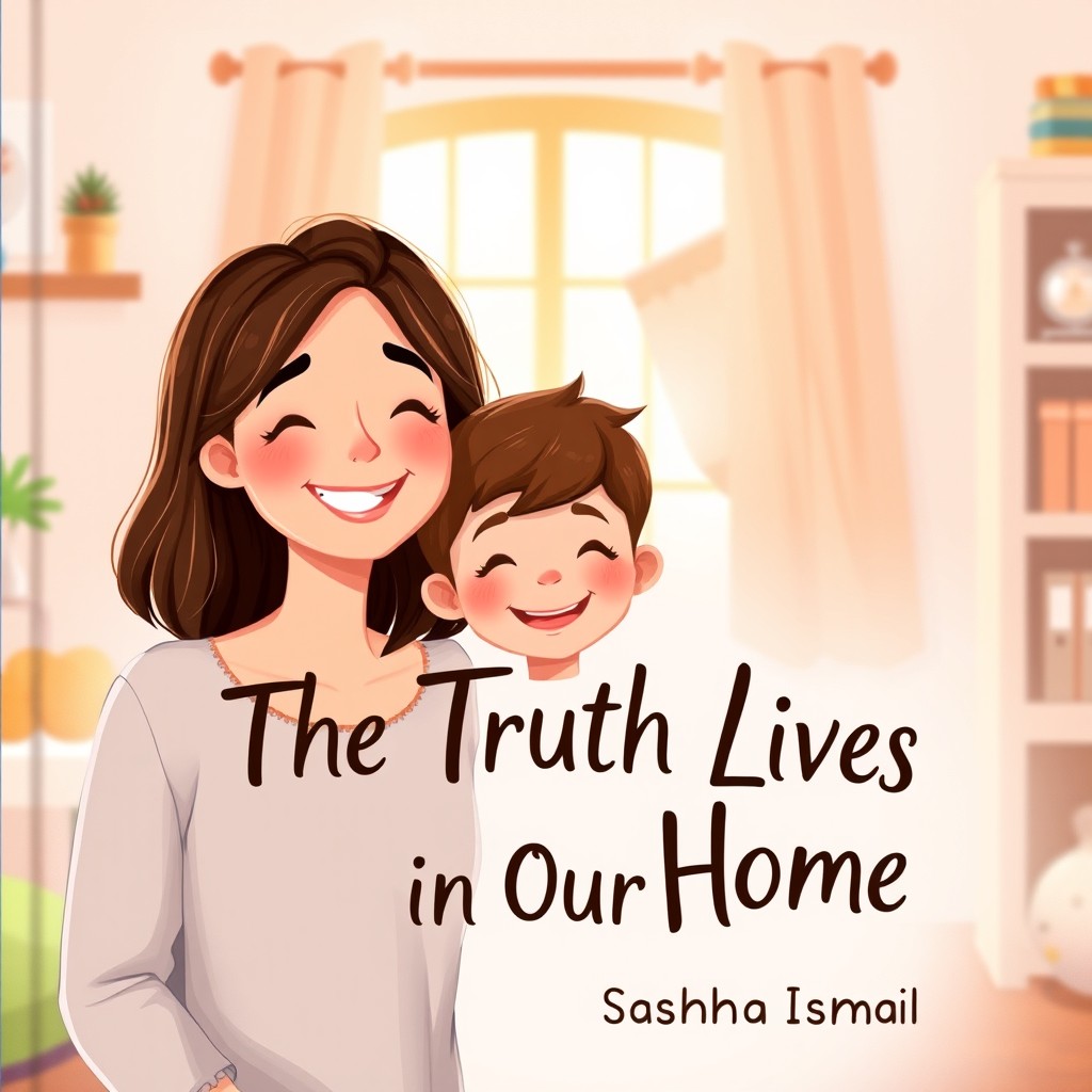 A charming cover illustration for a children's book titled 'The Truth Lives in Our Home'