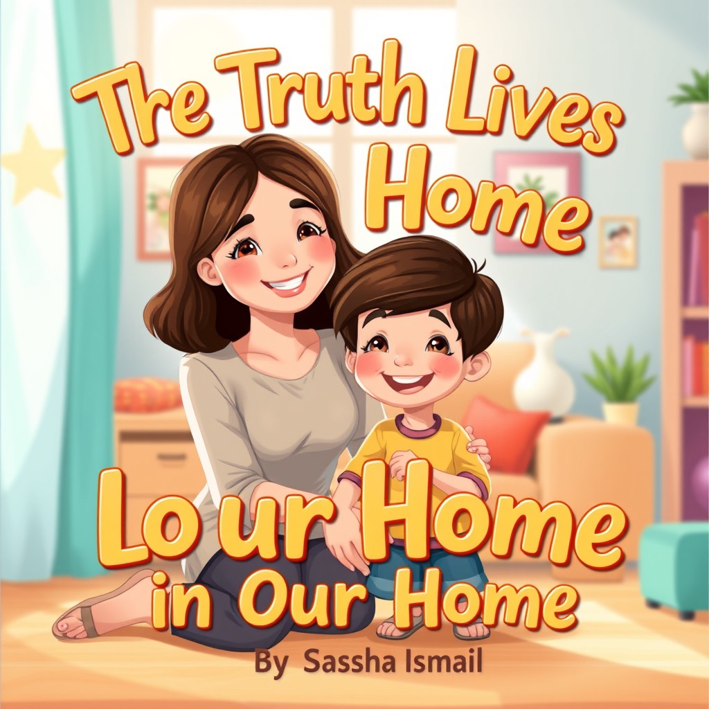 A delightful cover illustration for a children's book titled 'The Truth Lives in Our Home'