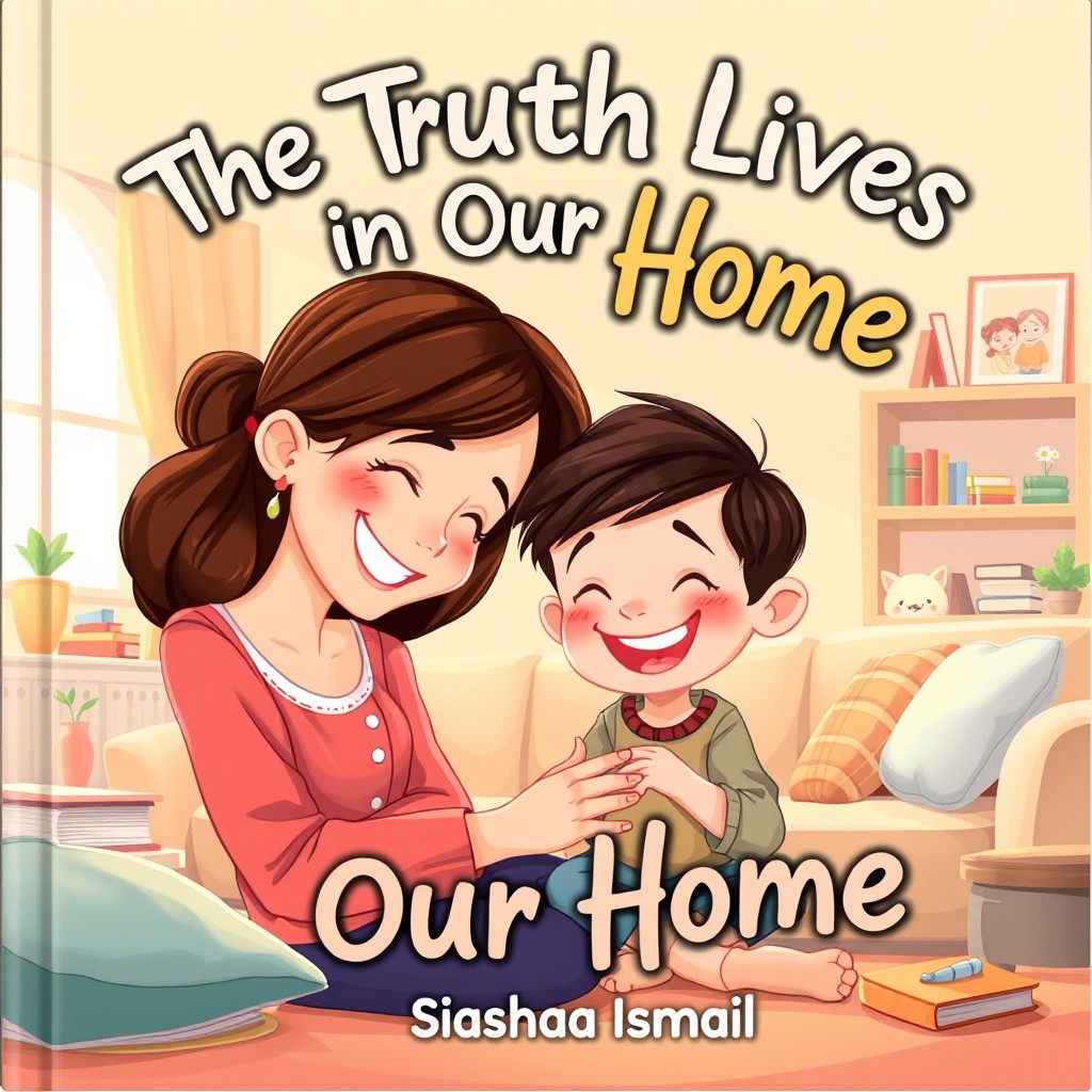 A delightful cover illustration for a children's book titled 'The Truth Lives in Our Home'