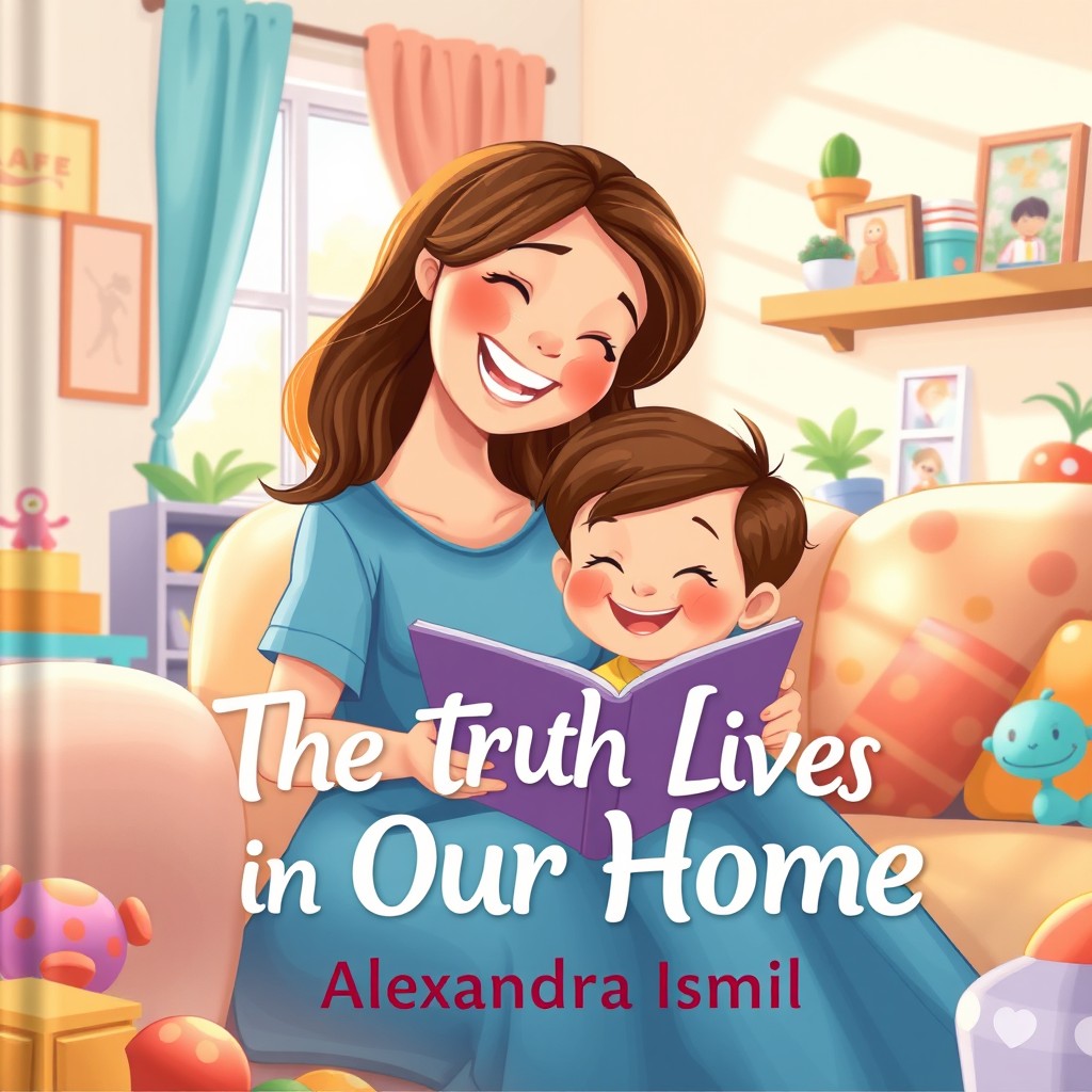 A charming cover illustration for a children's book titled 'The Truth Lives in Our Home' by author 'Alexandra Ismail'