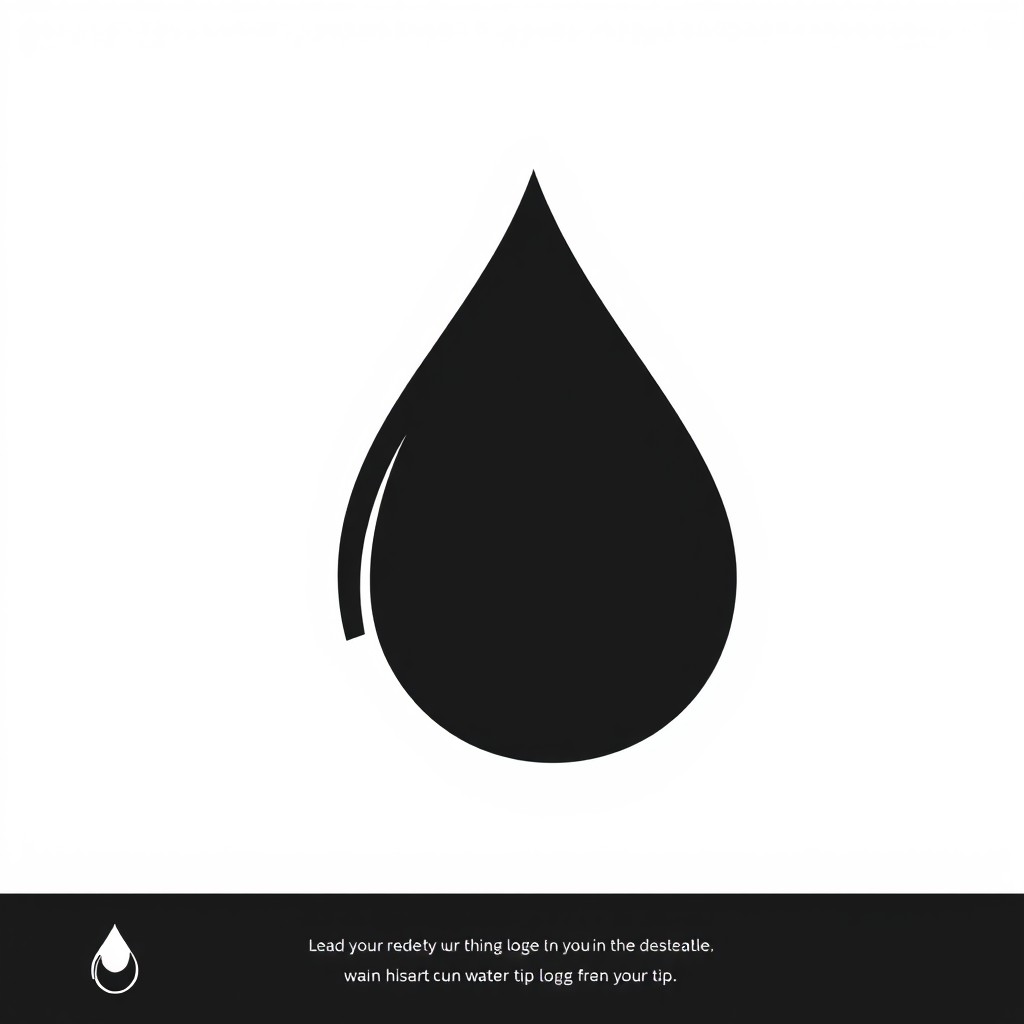 A minimalist black and white logo featuring a water droplet that has the shape and appearance of the tip of a finger