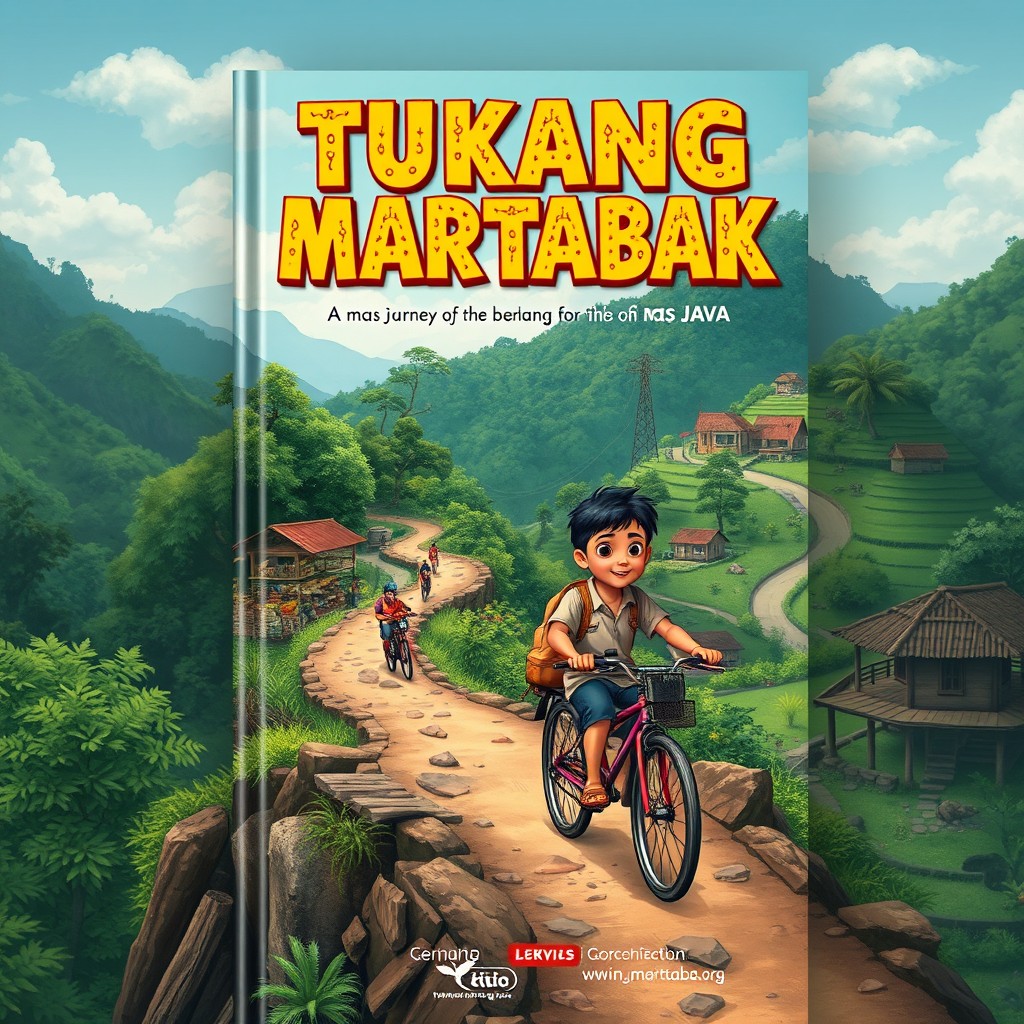A book cover for 'TUKANG MARTABAK 2', featuring a young man named Mas Kliwon on an adventurous journey through Java