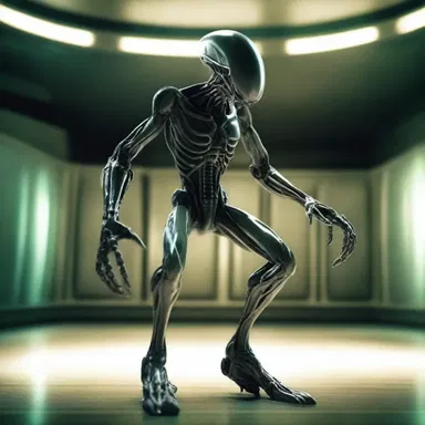 In the cinema, I watched a sci-fi movie about an alien creature with multiple appendaged arms.