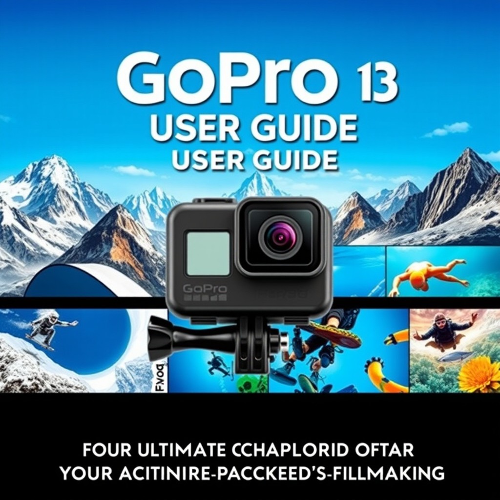 A visually appealing and informative user guide cover for the GoPro Hero 13, designed by Ben Taylor