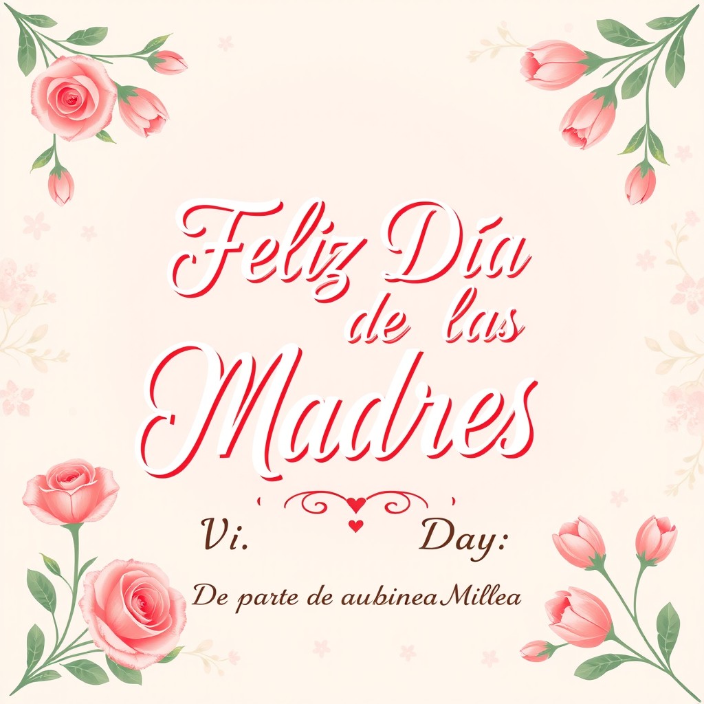 A festive and colorful greeting card design for Mother's Day, featuring the text 'Feliz Día de las Madres' prominently displayed in elegant, flowing script