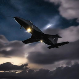 A Class 1 thunderbolt, brilliantly illuminated against a dramatic night sky.