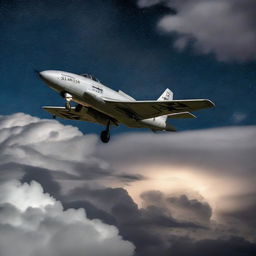 A Class 1 thunderbolt, brilliantly illuminated against a dramatic night sky.