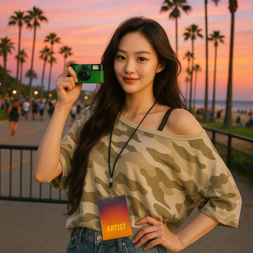 Capturing Sunset Moments: A Confident Young Woman in Nature