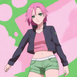 A high-quality digital art image showcasing Sakura Haruno from Naruto