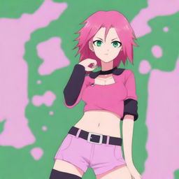 A high-quality digital art image showcasing Sakura Haruno from Naruto